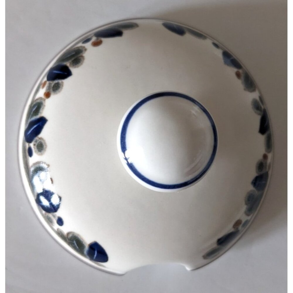 1986 Mikasa Intaglio Arabella Sugar Bowl Stoneware Blue Tulips Lid 5 oz 4*3"CAC1 - Picture 6 of 7